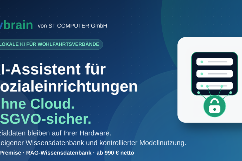 KVbrain KI-Assistent für SozialEinrichtungen – Ohne Cloud, DSGVO-sicher; On-Premise mit eigener Wissensdatenbank (Banner)